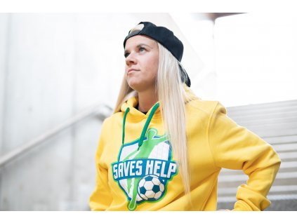 MIKINA S KAPUCÍ UNISEX SAVES HELP - Fotbal - Classic logo - Yellow - SHFM008