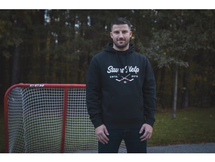 MIKINA S KAPUCÍ SAVES HELP - Crossed - Black - SHPM025