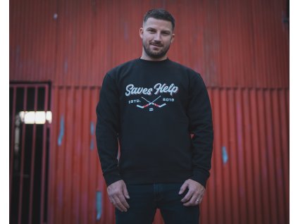 MIKINA BEZ KAPUCE SAVES HELP - Crossed - Black - SHPM024