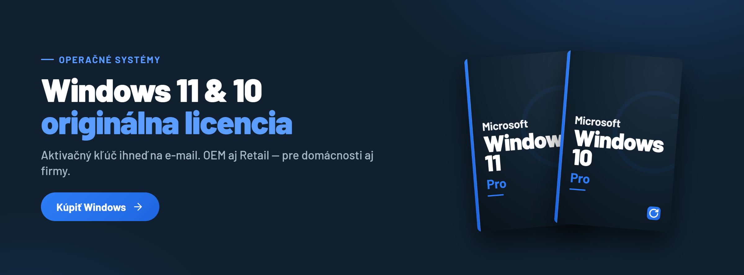 Originálne licencie Microsoft Windows 11 a Windows 10