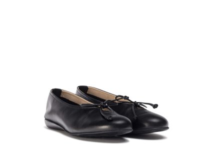 WONDERS balerínky černé kožené s mašličkou | A-61172 NEGRO
