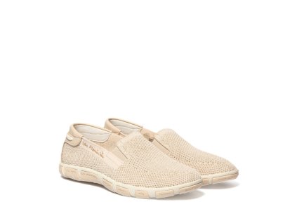 TBS dámské slip-on krémové se zlatou nití kombinované textilní | C7G73 JOESSAN