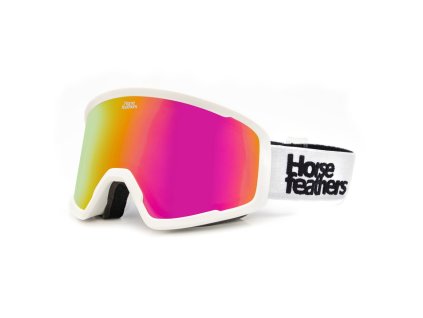 Snowboardové brýle Horsefeathers, Huck white/mirror pink 2025/26