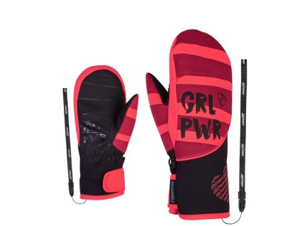 Rukavice Ziener Liwani AS PR Mitten Girls wine red neon pink