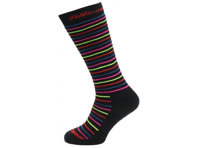 Lyžiarske ponožky BLIZZARD Viva Allround ski socks junior, black/rainbow stripes