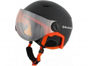 Lyžiarska prilba BLIZZARD Double Visor ski helmet, black matt/neon orange, big logo, orange lens, mirror