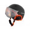 Lyžiarska prilba BLIZZARD Double Visor ski helmet, black matt/neon orange, big logo, orange lens, mirror