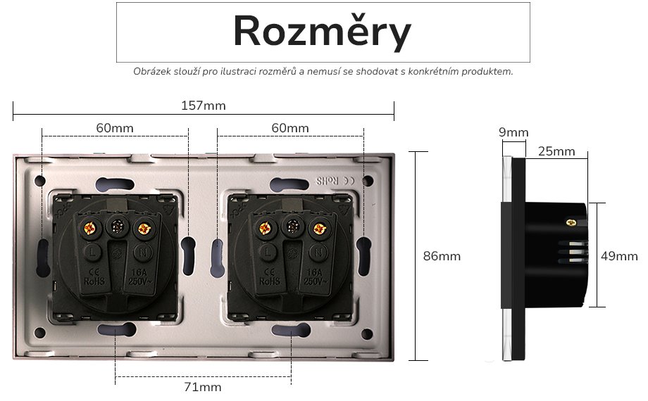 Rozměry vypínače