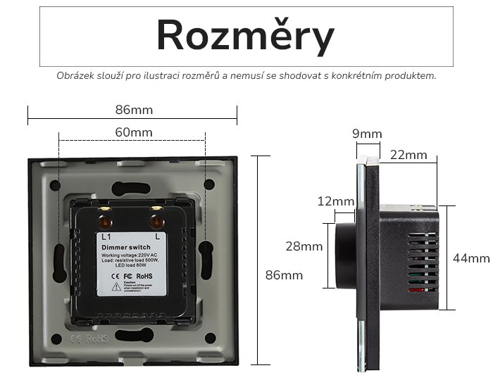 Rozměry stmívače