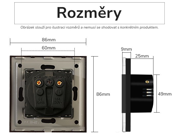 Rozměry zásuvky