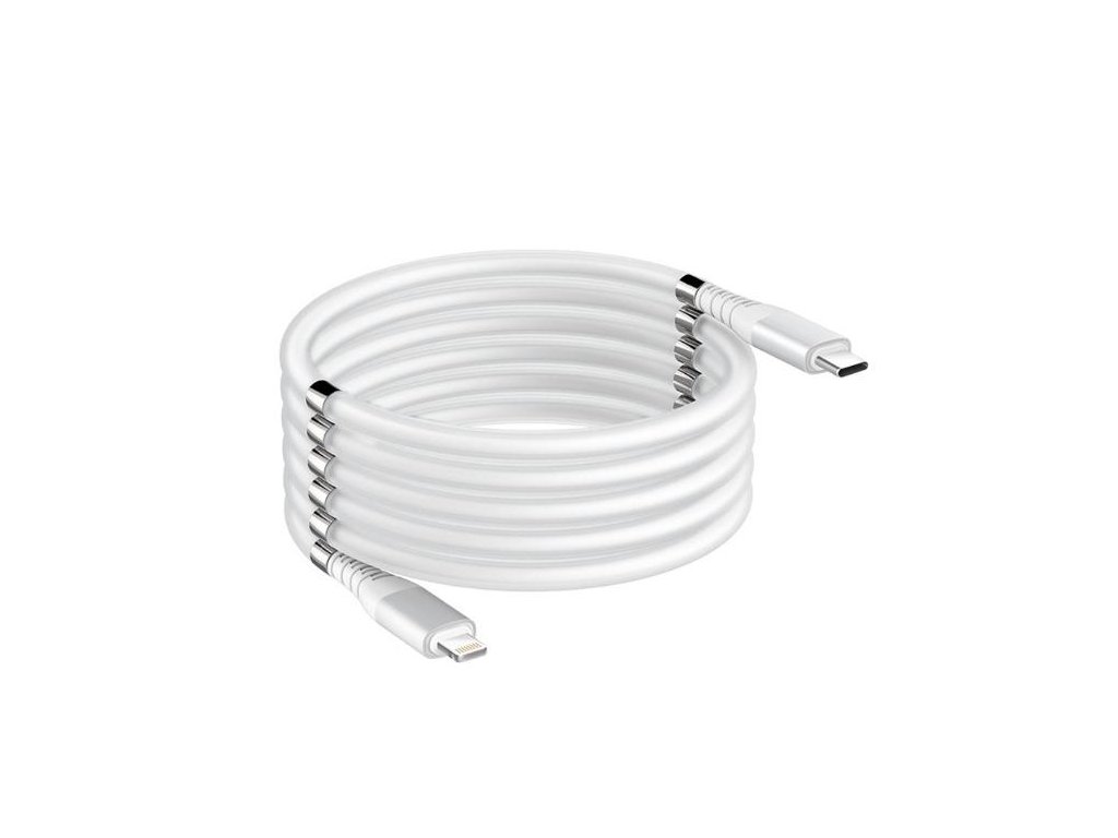 Magnetický samonavíjací USB nabíjací kábel (Type-C to Lightning) (90cm)