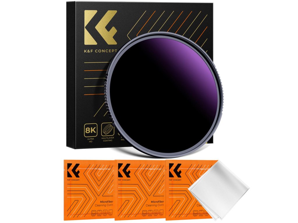 K&F Concept 82MM, filter Nano-X Ultra ND1000000, HD, vodeodolný, odolný proti poškriabaniu, antireflexný fialový