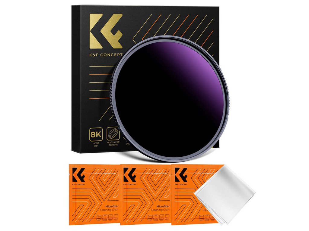 K&F Concept K&F 72MM, Filter Nano-X Ultra ND1000000, HD, Vodotesný, Proti poškriabaniu, Antireflexný fialovo-červený Coa