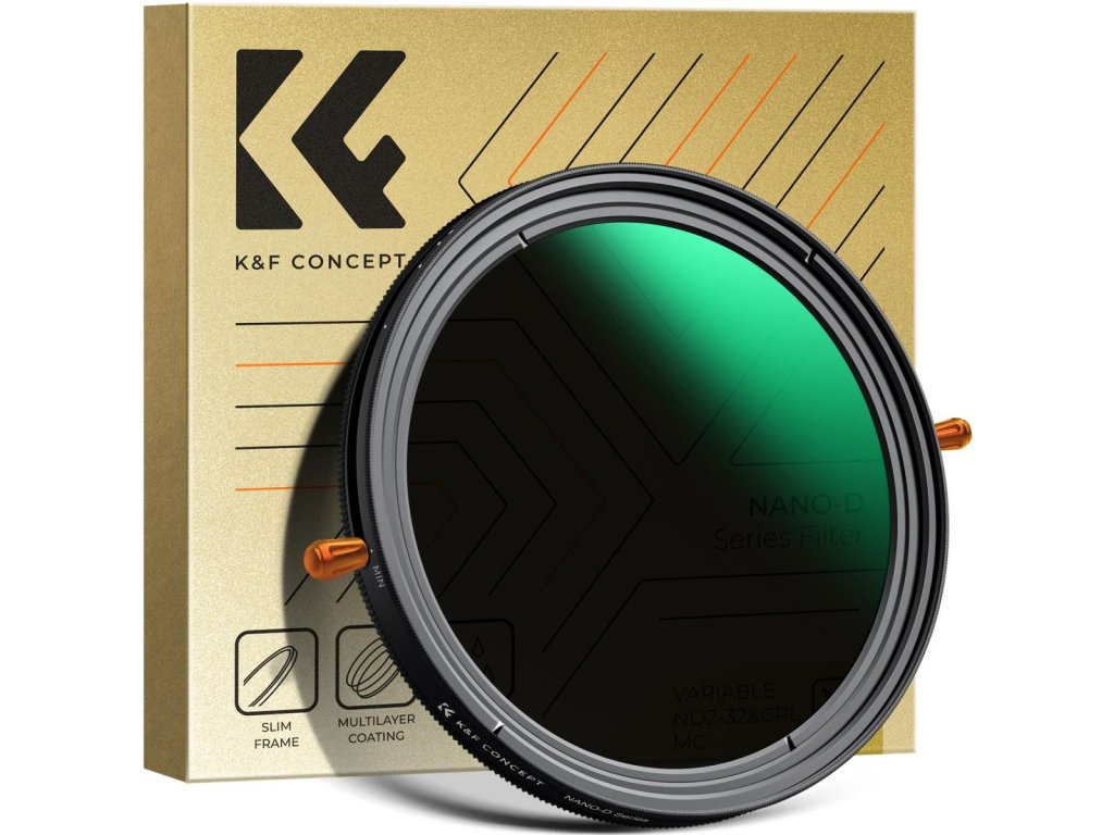 K&F Concept K&F 49MM, séria D, multifunkčný filter CPL+variabilný/fader ND 2~32, HD, vodotesný, odolný proti poškriabaniu