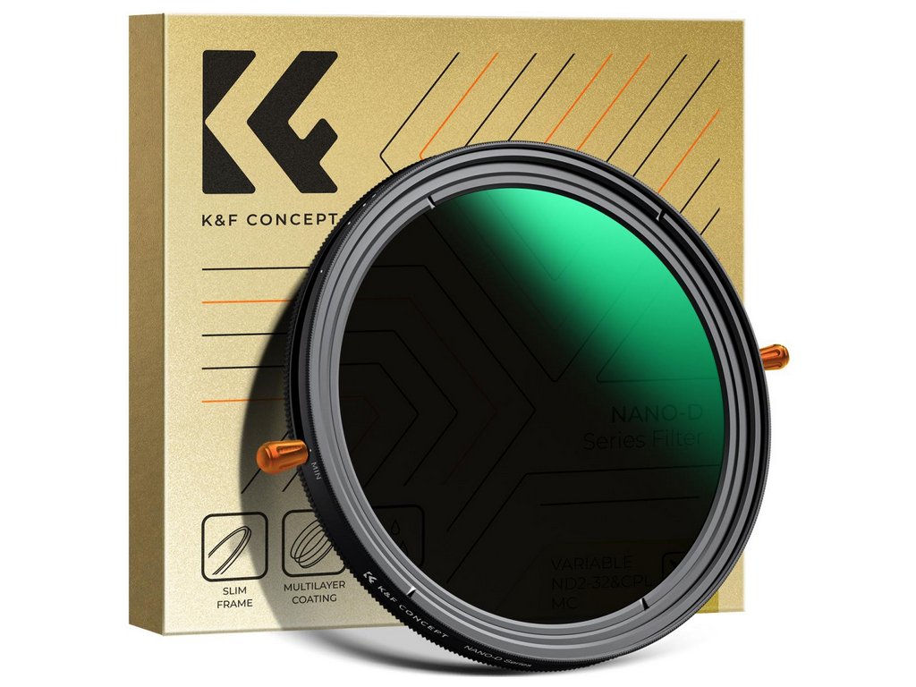 K&F Concept K&F 82MM, séria D,multifunkčný CPL+ Variabilný/Fader ND 2~32 filter, HD, Vodotesný, Antiscratch,