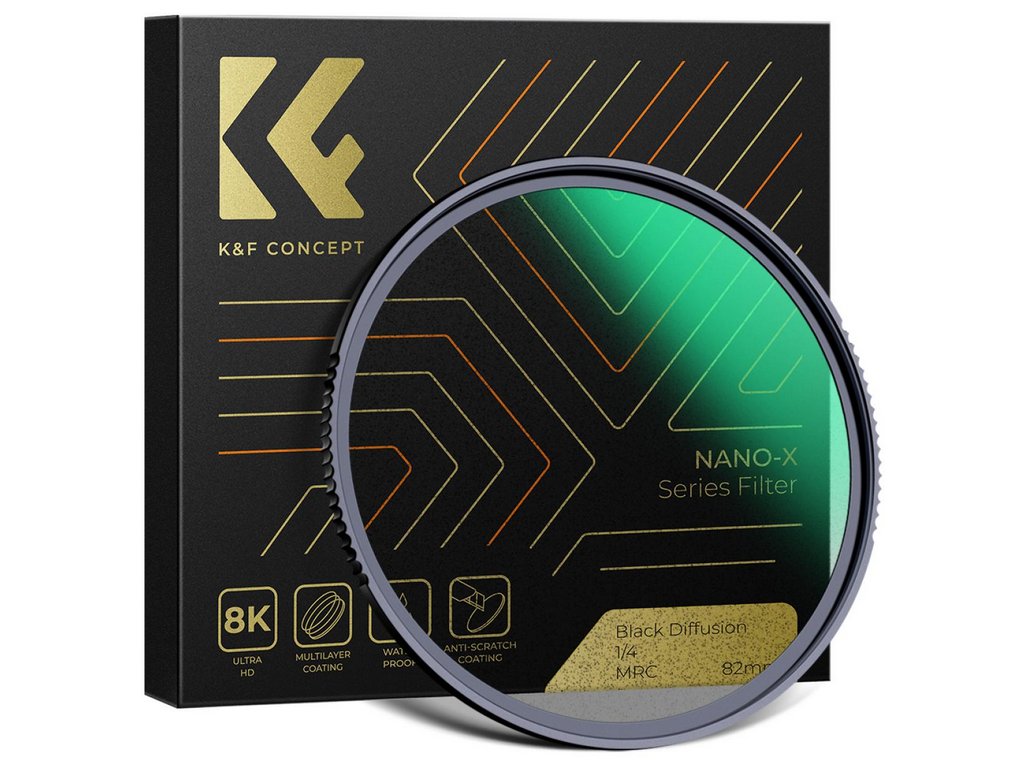 K&F Concept K&F 86MM Nano-X čierny hmlový filter 1/4, HD, vodeodolný, odolný proti poškriabaniu, zelený povlak