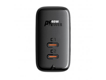Acefast A9 nástenná nabíjačka, 2x USB-C, PD 40W (čierna)