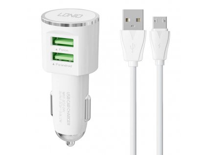 Autonabíjačka LDNIO DL-C29, 2x USB, 3,4A + Micro USB kábel (biely)