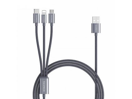 Kábel USB Romoss CB25A 3w1 USB-C / Lightning / Micro 3A 1,5 m (szary)