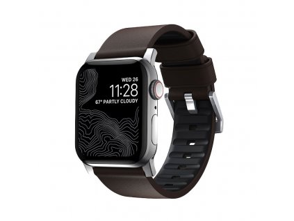 Nomad kožený remienok pre Apple Watch 42/44/45 mm - Active Pro Brown/Silver Hardware