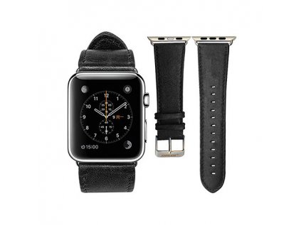 Jisoncase kožený remienok pre Apple Watch 42/44 mm - Black