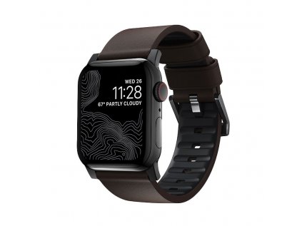 Nomad kožený remienok pre Apple Watch 42/44/45 mm - Active Pro Brown/Black Hardware