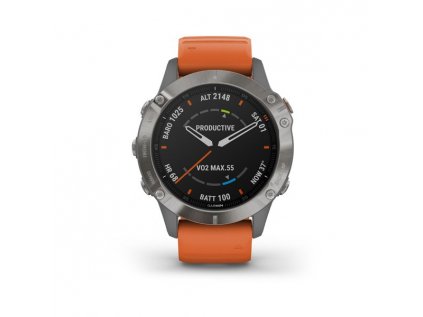 GARMIN Fénix 6 Sapphire, Titanium, Orange band