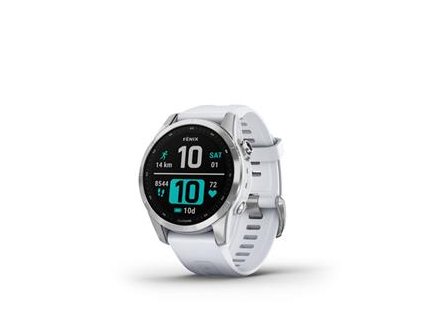 Garmin fenix 7S, Silver Stainless Steel, Whitestone Band