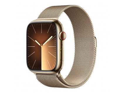 Apple Watch Series 9 GPS + Cellular 45mm Gold Stainless Steel Case with Gold Milanese Loop