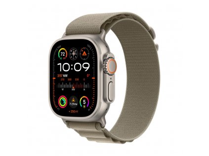 Apple Watch Ultra 2 GPS + Cellular, 49mm Titanium Case with Olive Alpine Loop - Small