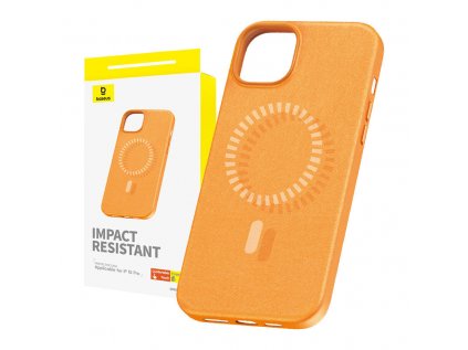 Magnetické puzdro Baseus Fauxther Series pre iPhone 15 Pro (oranžové)