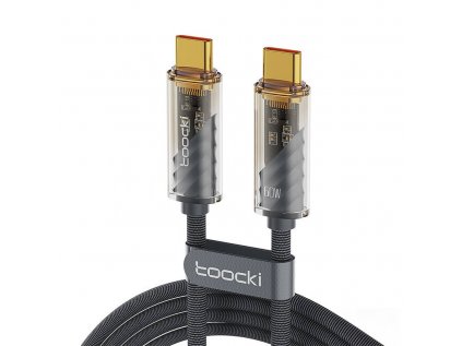 Kábel Toocki USB-C na USB-C, 1m, PD 60W (sivý)