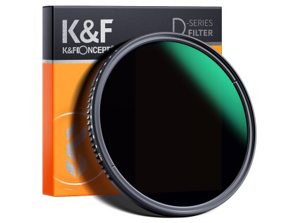 K&F Concept 72 mm, ND3-1000, ultratenký variabilný ND, vodeodolný, zelený povlak