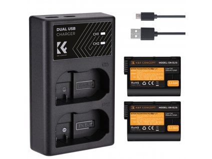 K&F Concept Dvojitá batéria K&F EN-EL15 2000mAh pre digitálny fotoaparát s...
