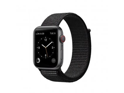 sportovy nylonovy remienok na suchy zips pre apple watch 42 44mm cierny