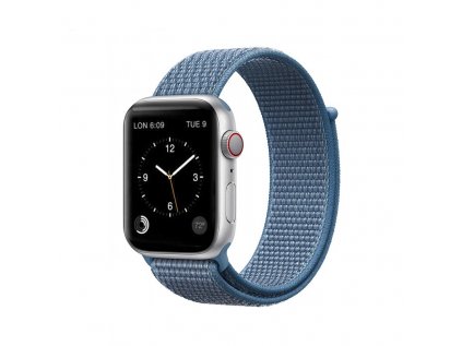 sportovy nylonovy remienok na suchy zips pre apple watch 42 44mm svetlo modry