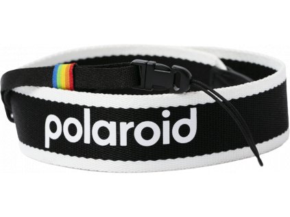 Plochý čierny a biely remienok na fotoaparát Polaroid