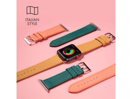 LAUT Milano – kožený remienok na Apple Watch 42/44 mm, koralový