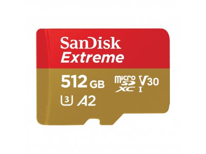 SanDisk Extreme microSDXC 512 GB + SD Adapter 190 MB/s and 130 MB/s  A2 C10 V30 UHS-I U3