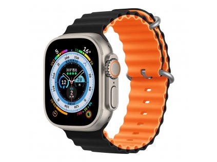 Devia remienok Deluxe Series Sport6 Silicone Two-tone Band 44/45/49mm - Black/Orange