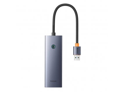 4-portový rozbočovač Baseus UltraJoy Series Lite (USB na USB 3.0*3+RJ45*1+USB-C 5V) (sivý)