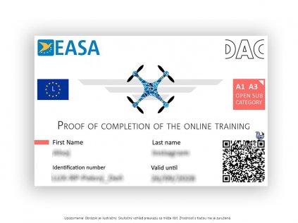 Certifikát pilota dronu A1A3 služba tlače