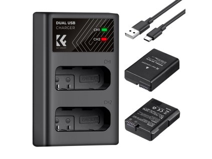 K&F Concept EN-EL14 1050mAh duálna batéria pre digitálny fotoaparát s dvojkanálovou nabíjačkou pre fotoaparáty Nikon