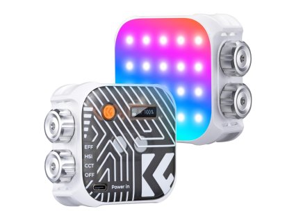 K&F Concept K&F RGB plnofarebné prenosné fotografické svetlo 360° 2500K - 9900K CRI 96+ Vstavaná batéria 2000mAh 21 svetelných efektov Biela