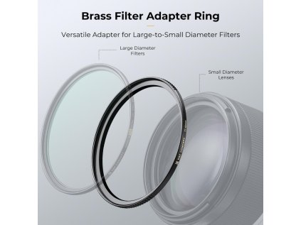 K&F Concept K&F 49-58 mm mosadzný krúžok adaptéra filtra, matná čierna, hrúbka rámu 2,9 mm, W/ 3ks čistenie C