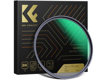 K&F Concept K&F 86MM Nano-X čierny hmlový filter 1/4, HD, vodeodolný, odolný proti poškriabaniu, zelený povlak