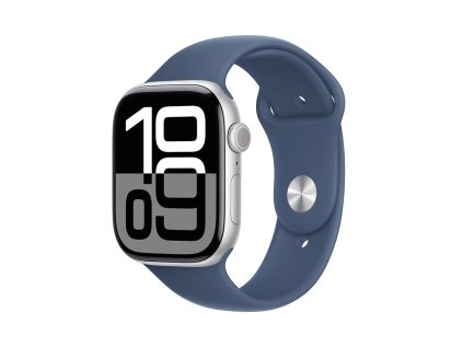 Apple Watch Series 10 GPS 42mm Silver Aluminium Case with Denim Sport Band - M/L