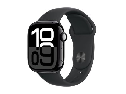 Apple Watch Series 10 GPS + Cellular 42mm Jet Black Aluminium Case with Black Sport Band - M/L