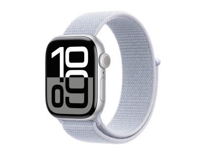 Apple Watch Series 10 GPS + Cellular 42mm Silver Aluminium Case with Blue Cloud Sport Loop