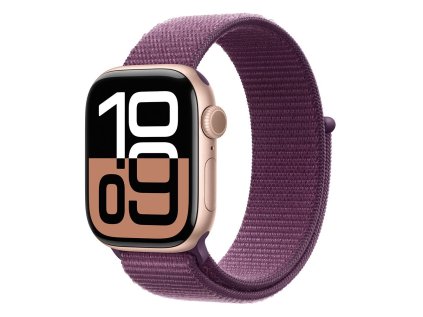 Apple Watch Series 10 GPS + Cellular 46mm Rose Gold Aluminium Case with Plum Sport Loop